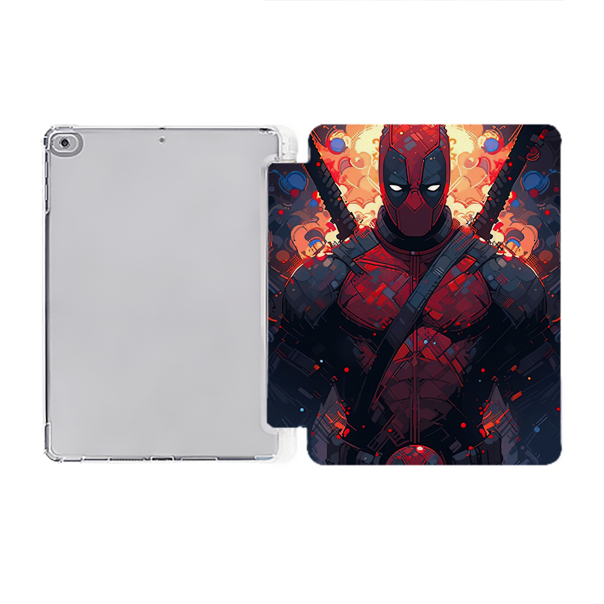 （画像用） Deadpool デッドプール IPad ケース ペン収納付き 三つ折りスタンド PUレザー×シリコン 対応機種9.5/10.5/10.9インチ